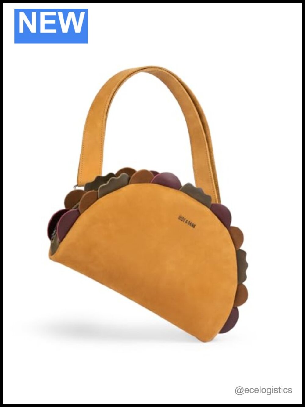 Genuine Full Grain Leather Taco Crossbody Bag Adjustable Strap